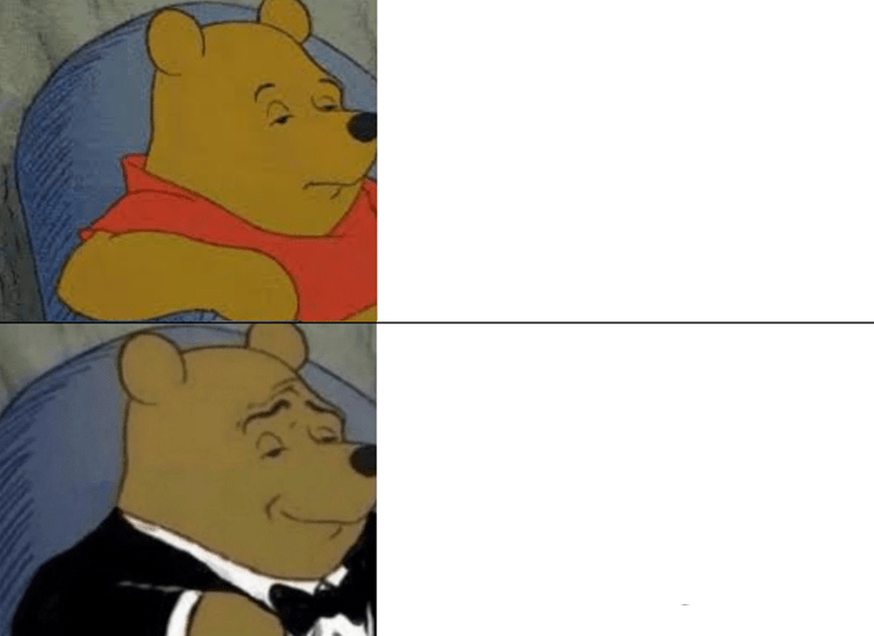 Tuxedo Winnie The Pooh meme about Brightland
